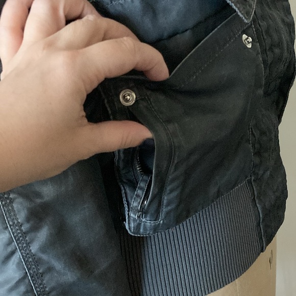 BKE Bomber Jacket | Lots of POCKETS ! | Womens sz Small | Grey | Faux Fur Hoodie - Picture 7 of 11